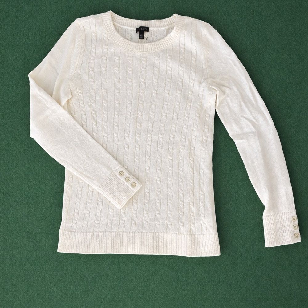 Talbots Cream Cable Knit Sweater – XS – Classic Preppy Knit